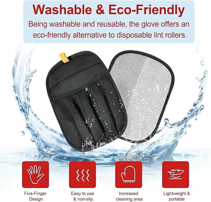 Pet Hair Removal Gloves for Cats and Dogs,Large Five-Finger Static Pet Hair Gloves, Washable, Reusable Pet Hair Remover Tool for Laundry, Sofas, Carpets, Car Seats，Home Use，Pet Supplies