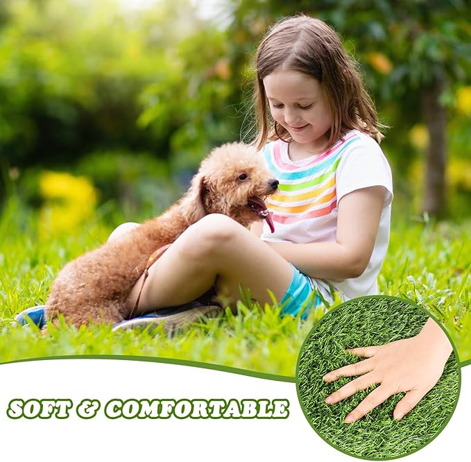 Artificial Grass Mat, Dog Grass Pee Pads, Fake Grass Pad for Pets Potty Training, Soft Grass Pad Rug, Grass Doormat with Drainage Holes, Pet Turf for Indoor Outdoor Use, Washable(15.7"*39.4")