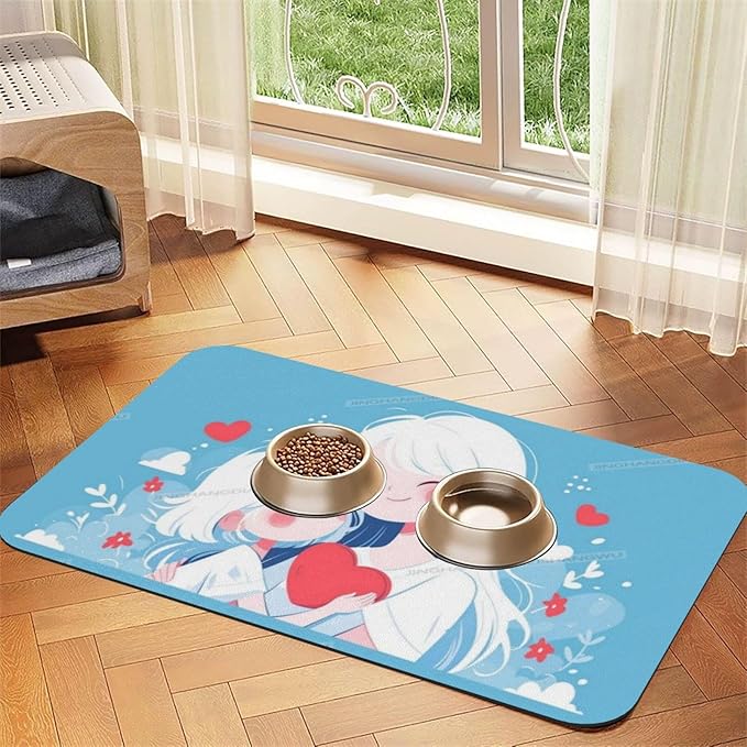 Dog Food Mat Dog Mat for Food and Water 24x16In Happy Mother's Day Floral Gift for Mom Iz No Stains Cat Pet Feeding Mats Water Bowl Messy Drinkers