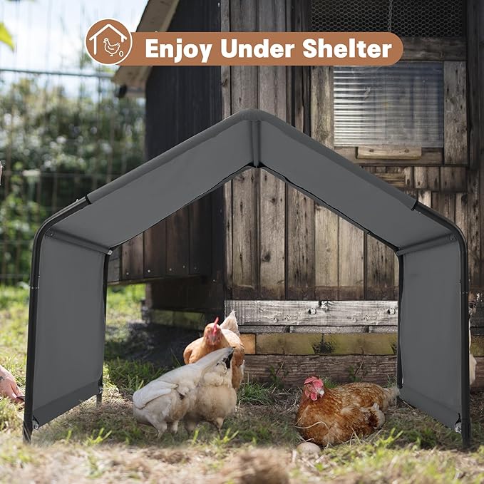 Dog Shade Shelter Outdoor 4'x4'x3' Tent for Large Medium Dogs, Outside Sun Rain Canopy Pet House for Livestock Pigs Cats with Waterproof Roof Ground Nails,Dark Gray