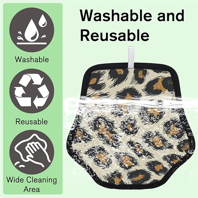 Leopard Print Pet Hair Remover Glove 2 Packs Dog Brushes for Grooming Cats Hair Remover Furniture Electricity Magic Brush Reusable Pet Hair Removal Tool Lint Brushes for Clothes, Carpet, Couch