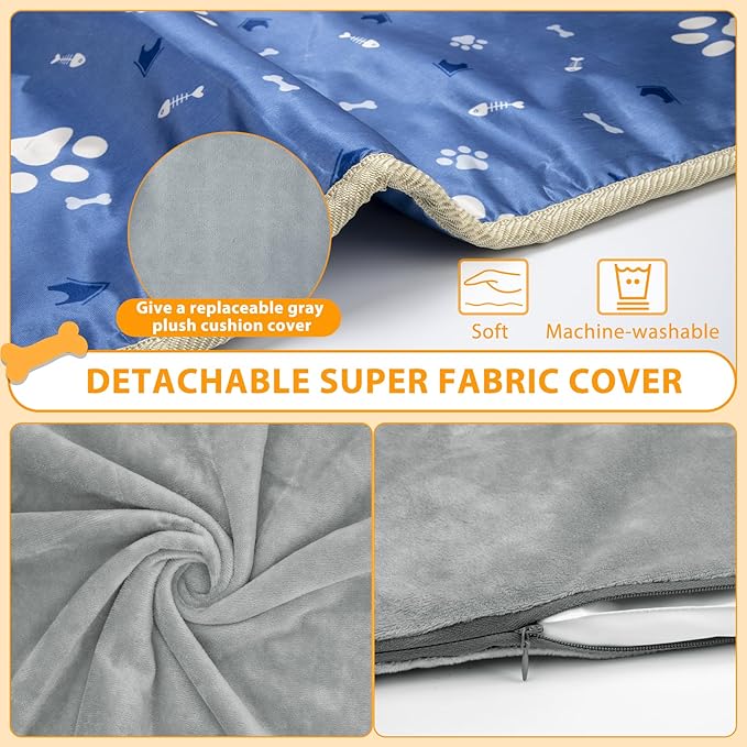 Dog Heating Pad 34"*21" for Outdoor Cat, Heated Dog Bed with Adjustable Temperature & Timer, Indoor Warming Waterproof Pet Heating Pad Mat with Chew Resistant Cord, Replacement Cover for Puppy Kitten