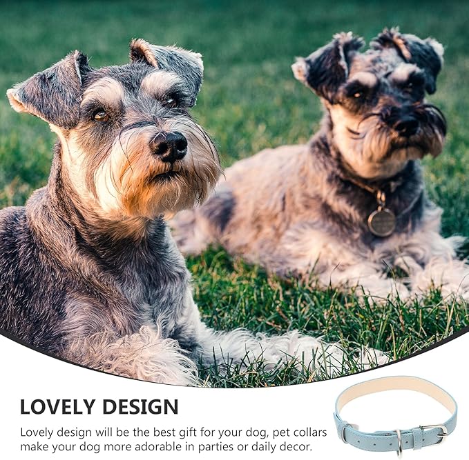 Kichvoe Pu Adjustable Dog Collar for Outdoor Use, Light Blue XL Pet Neck Ring, Soft Pu Material Puppy and Cat Collar, Dog Safety Supply for Sensitive Skin
