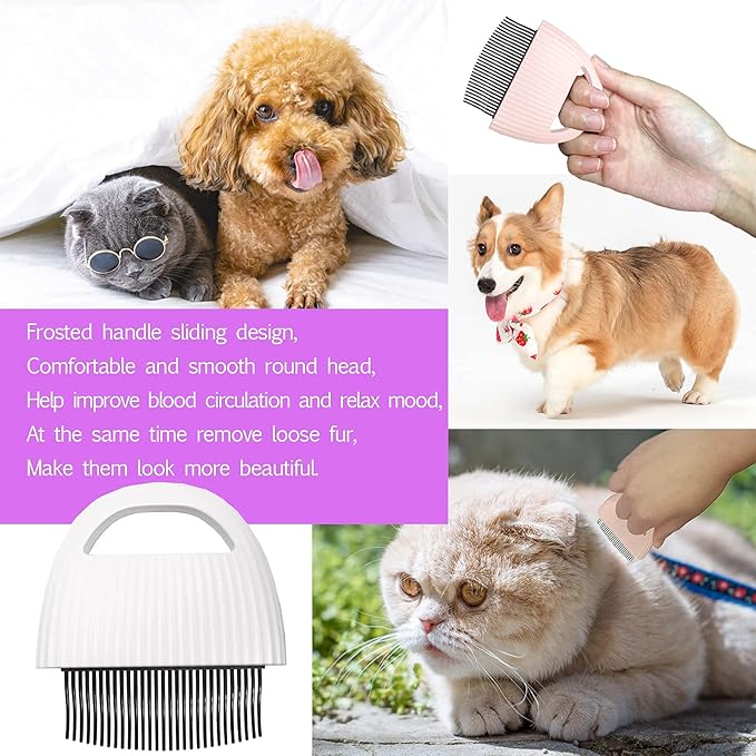 Cat Brush, Pet Massage Comb, Used To Remove Tangled Fluffy Loose Hair-Suitable For Cat/Dog/Rabbit Pet Hair Removal (Pink)