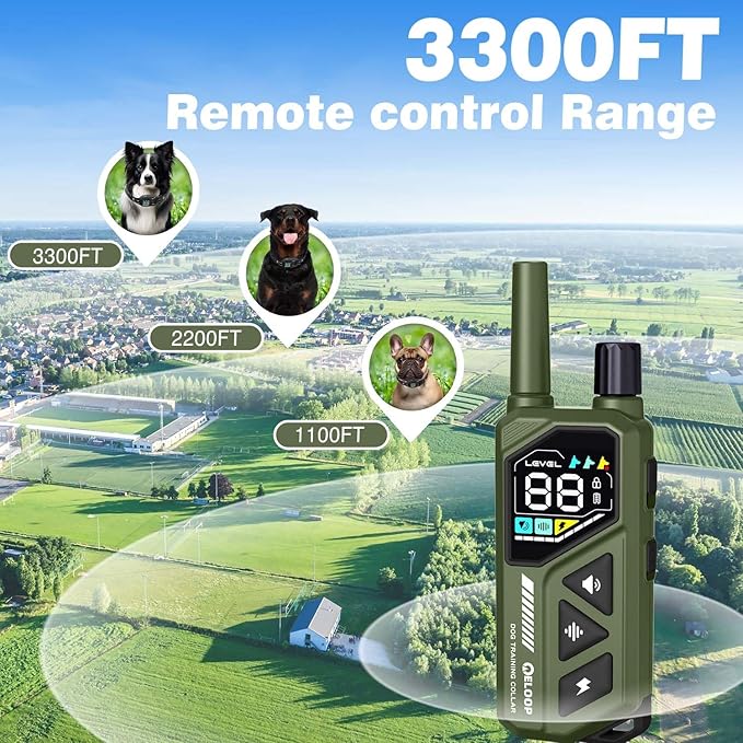 Dog Shock Collar for 3 Dogs - 3300FT Dog Training Collar with Remote IPX7 Waterproof Electric Collar with 3 Training Modes, Rechargeable AI Smart Anti-Barking Device with Three Receiver Collars