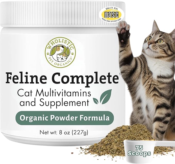 Wholistic Pet Organics Feline Complete - 8 Oz - Multivitamin & Probiotic Powder for Cats - Natural Cat Food & Digestive Support