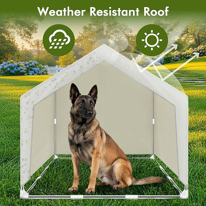 Outdoor Large Pet Shade Shelter Tent - Stainless Steel Frame with Ground Stakes for Stability, Spacious Sun Canopy for Dogs, Cats & Other Pets
