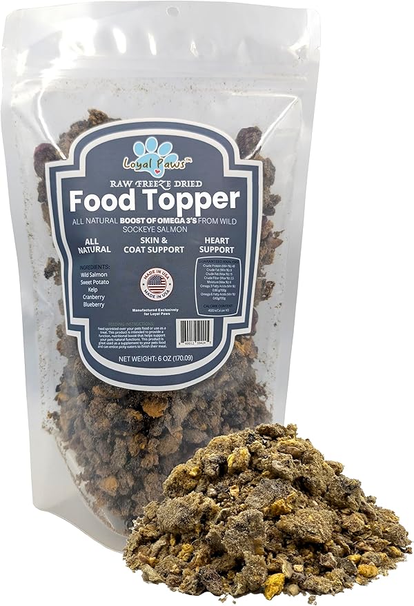 Wild Salmon Blend Raw Food Topper for Cats and Dogs, 6 oz, Natural Omega 3 Boost - 100% USA Made, Natural Dog Food Toppers