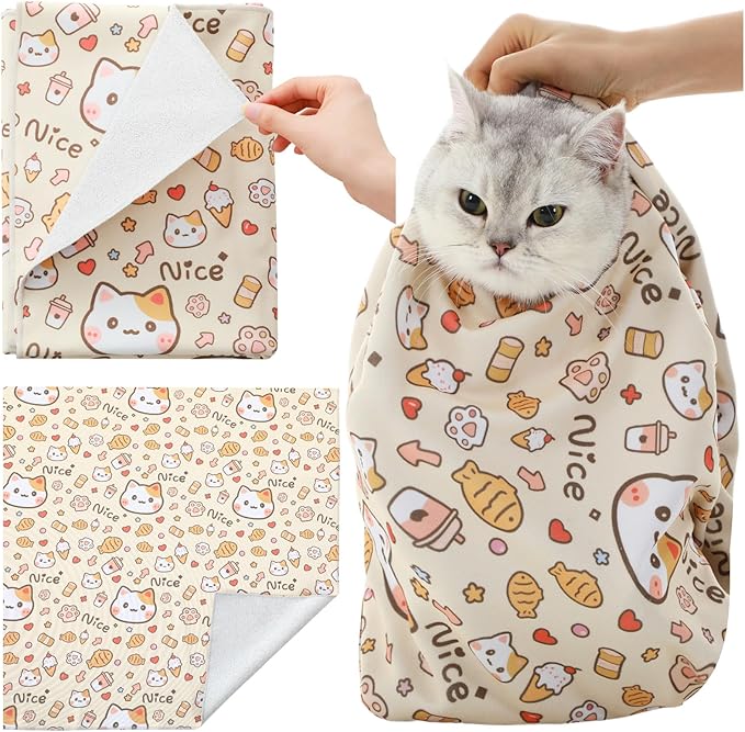 Sadnyy 35.4" Extra Large Cat Grooming Wrap Self-Adherent Anti-Escape Cat Wrap for Cutting Nails, Brushing, Medication and Ear Cleaning