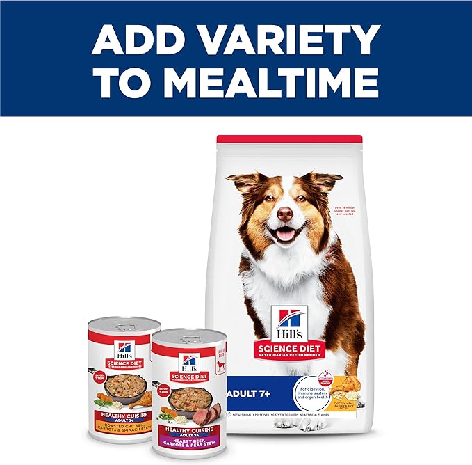 Hill's Science Diet Healthy Cuisine, Senior Adult 7+, Senior Premium Nutrition, Wet Dog Food, Braised Beef, Carrots & Peas Stew, 12.5 oz Can, Case of 12