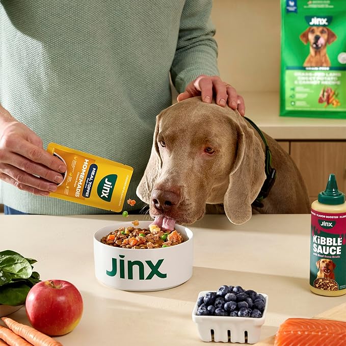 Jinx Wet Dog Food Toppers, Variety Pack - Mix with Dry Dog Food, Made with Real Chicken, Beef, Salmon, No Fillers, Puppy, Adult, Senior, 3oz, 18 Pack