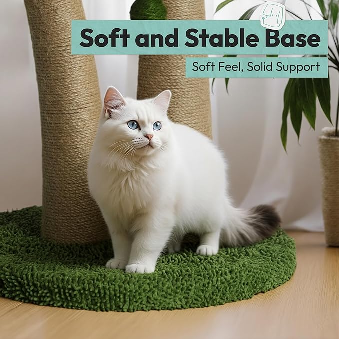 Cat Scratching Post 33 Inch Double Post Support with Hanging Balls, Cat Scratcher for Indoor Kittens, Extra Stable Base, Paw-Friendly Jute Material M