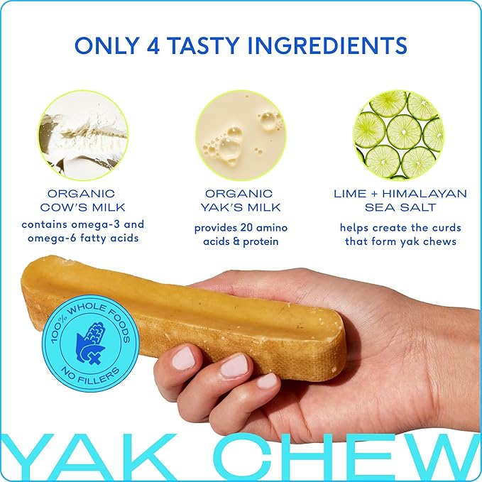 Native Pet Beef Bone Broth for Dogs (9.5 oz) & Yak Chews for Dogs (3 Count XL) - Food Topper for Picky Eaters and All Natural Dental Sticks Made with Yak Cheese for Aggressive Chewers
