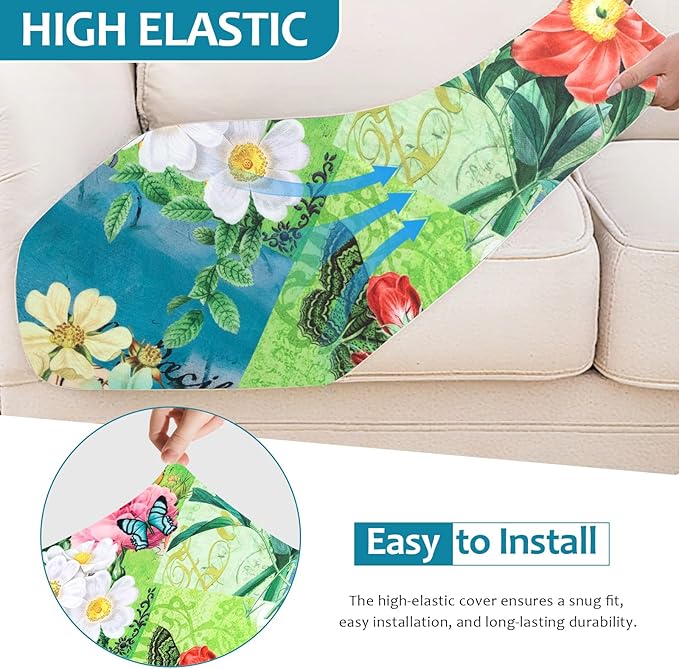 HANDONTIME Viantge Floral Outdoor Cushion Covers 8pcs Oil Painting Green Couch Cushion Covers Replacement Patio Couch Cover Sofa Cover Indoor Patio Cushion for Outdoor Furniture Washable, Cover Only