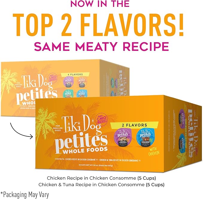Tiki Dog Petites Whole Foods Wet Dog Food, Variety Pack, 3 oz. Cups (10 Count)