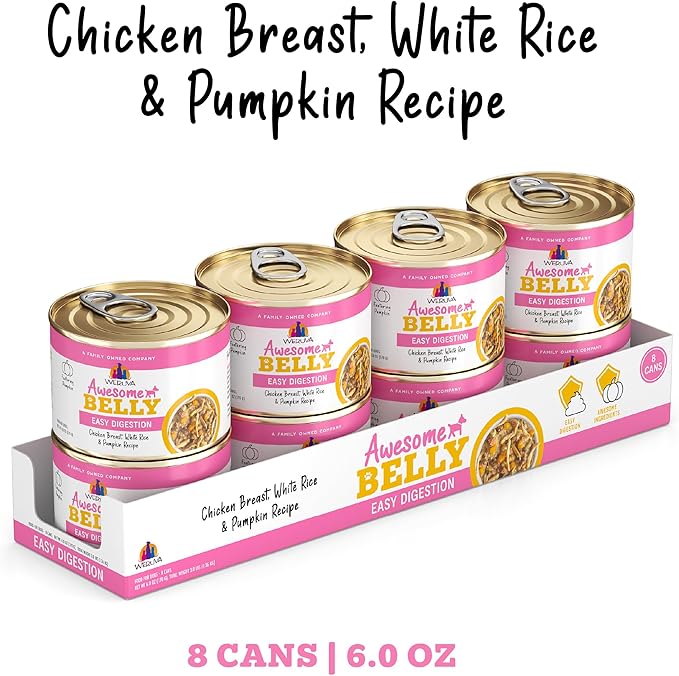 Weruva Awesome Belly, Chicken, White Rice, & Pumpkin, 6oz Can (Pack of 8)