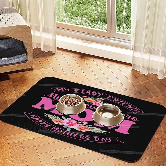 Pet Feeding Mat Absorbent Dog Mat for Food and Water Bowl Dog Accessories Happy Mother's Day Floral Gift for Mom Gj Pet Supplies Dogs Quick Dry Cat Water Dispenser Mats 24x16In