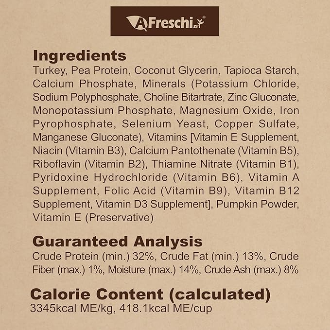 A Freschi srl Air-Dried Puppy & Adult Dog Food - Real Turkey Recipe | Grain-Free | High-Protein for Toy, Small & Large Breeds | Ideal for Picky Eaters, 1 lb Starter Bag