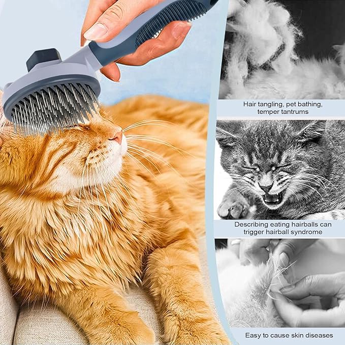 Cat Hair Brush | Stainless Steel Portable Shedding Comb,Cat Dematting Comb,for Dogs Indoor Outdoor Home Bath Shower Apartment Washing Cleaning