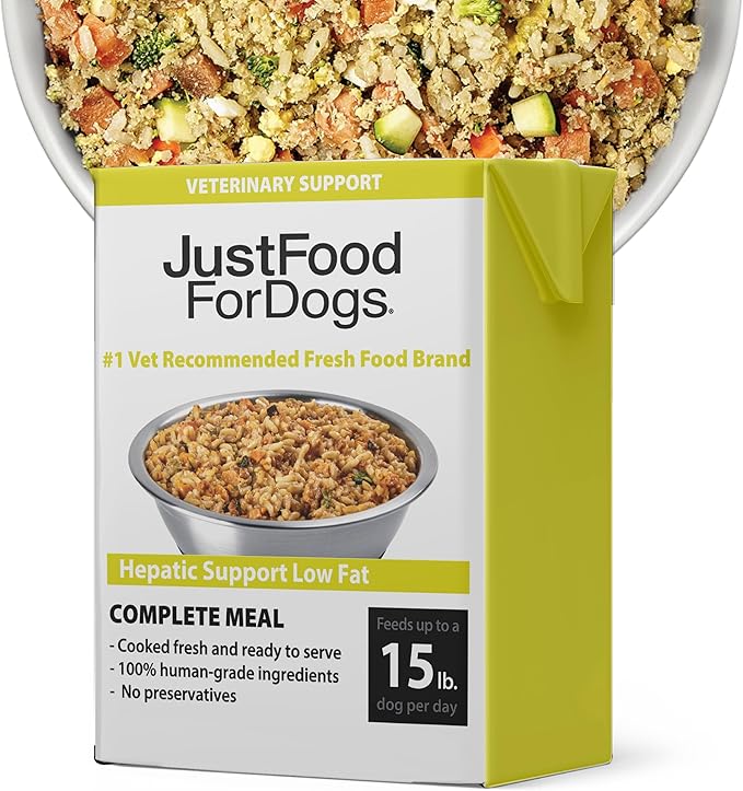 JustFoodForDogs Vet RX Pantry Fresh Prescription Dog Food, Human Grade, Vet Recommended Fresh Pet Meal or Topper, Limited Ingredient, Prescription Diet, Hepatic Support Low Protein, 12.5oz- 12 Pack