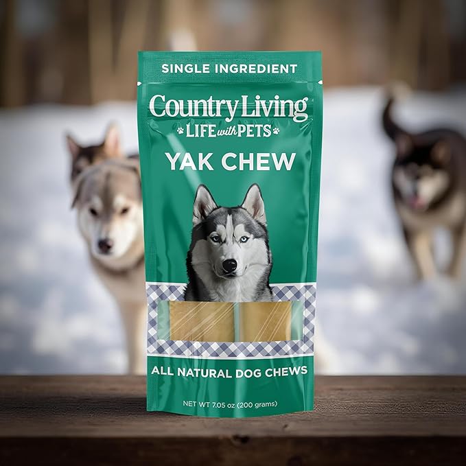 Country Living Natural Yak Cheese Chew Bars for Dogs – Large Size (2 per Bag) – Long-Lasting, High-Protein, Grain-Free Dog Chews – All-Natural, No Preservatives, Gluten-Free – Supports Dental Health