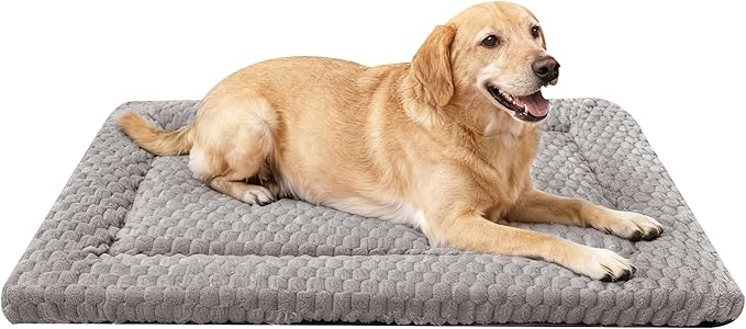 Dog Bed Mat - Dog Crate Pad - Reversible Mat for Pet Comfort - Soft Bed Crate Pads for All Seasons - Durable, Machine Washable Mat for Crates, Travel, and Home (Light Gray, 35" L*23" W*1.5" Th)