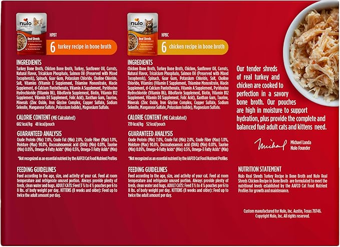 Nulo Real Shreds Food Topper Nutrition for Cats & Kittens, Variety Pack, 2.5 Ounce Pouches, 12 Count