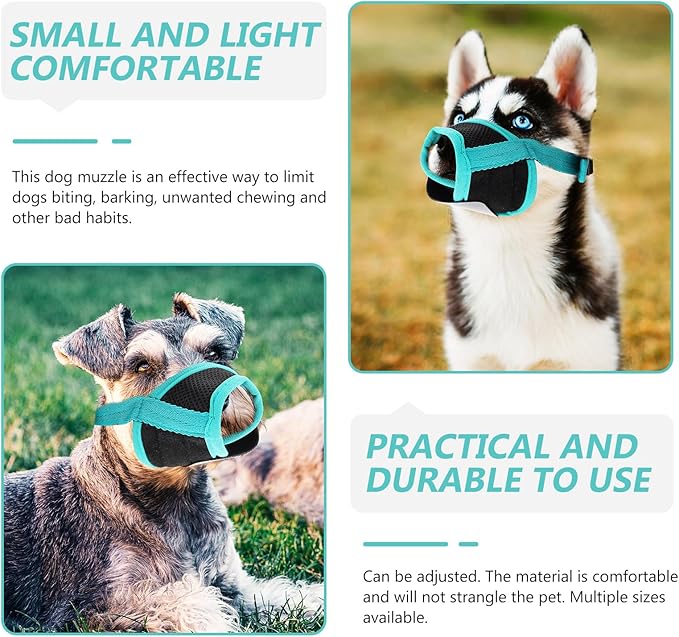 Kisangel Adjustable Anti-Biting Dog Muzzle Cotton Puppy Mouth Cover for Outdoor Use, Green Large Pet Muzzle, Humane Dog Supply for Chewing and Barking Control