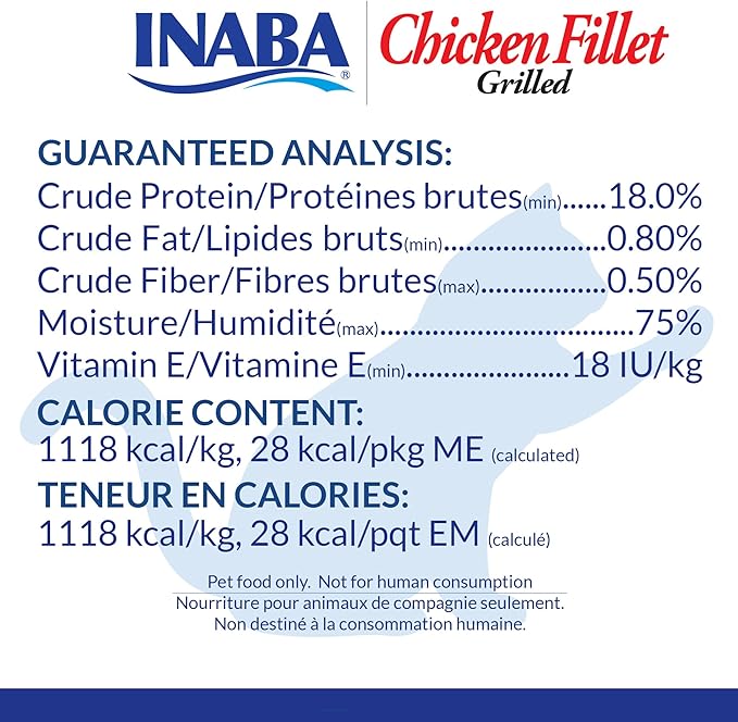 INABA Premium Grilled Chicken Fillet Cat Treats with Vitamin E and Green Tea Extract, 0.9 Ounces Each, Pack of 10, Variety Box
