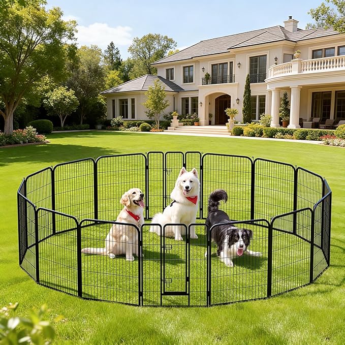 BestPet Indoor Dog Playpen,40inch 16 Panels Dog Pen Fence Outdoor Pet Playpen Pet Exercise Pen for RV Camping Yard, Black