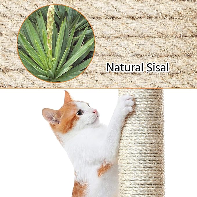Yaheetech Cat Scratching Post, 33in H Cat Scratcher with Sisal Rope, Cat Furniture w/Large Condos＆Top Perch for Indoor Kitten/Adult Cats, Dark Grey