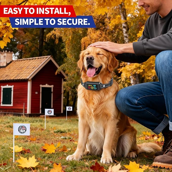 Next-Gen 2026 Wireless Pet Fence, Smart AI Safety System, Rechargeable Collar, Customizable Correction Levels, 1+ Acre Range (40 Flags)
