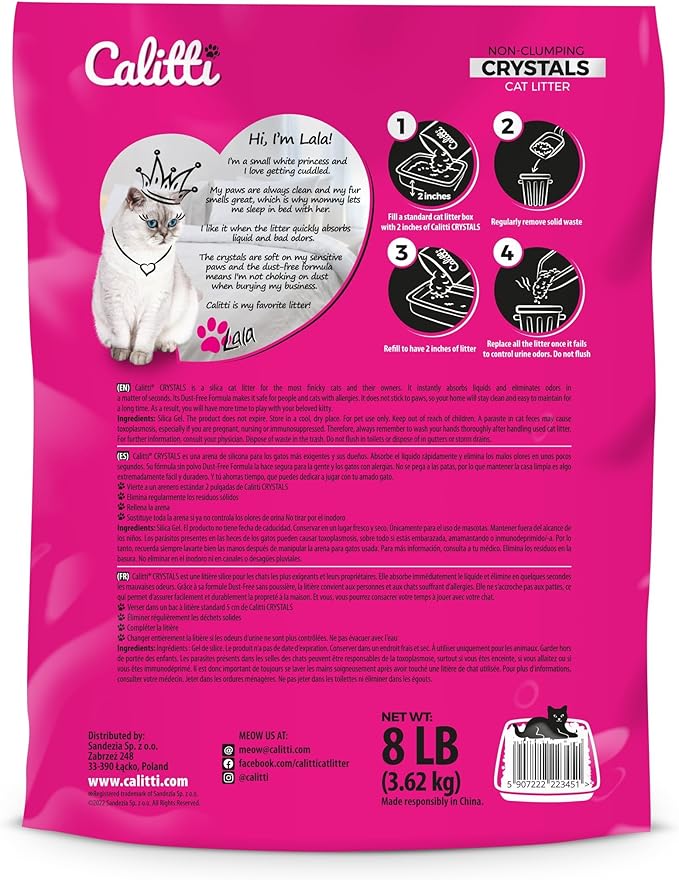 Premium Crystal Cat Litter – Ultra Absorbent & Maximum Odor Control – 99.9% Dust-Free, Low Tracking, Non-Clumping Silica Gel – Unscented – 32 lb (4 x 8 lb Packs)