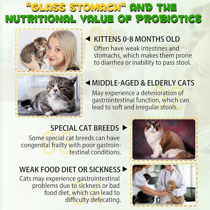 Cat Constipation Relief 2 fl oz, 100% Natural Cat Laxative with 6 Probiotics for Cats Constipation, Promotes Digestive Health, Laxative Constipation Relief, Cats Stool Softener