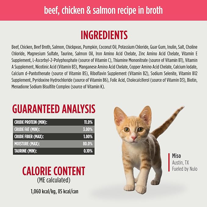 Nulo Paté with Shreds Variety Pack for Kittens, 2.8 oz can, Case of 12