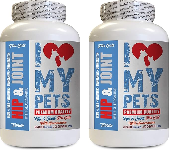 I LOVE MY PETS LLC cat Supplements for Senior - CAT Hip and Joint Support - Best Strong Formula - Cats Joint Health - 240 Treats (2 Bottles)