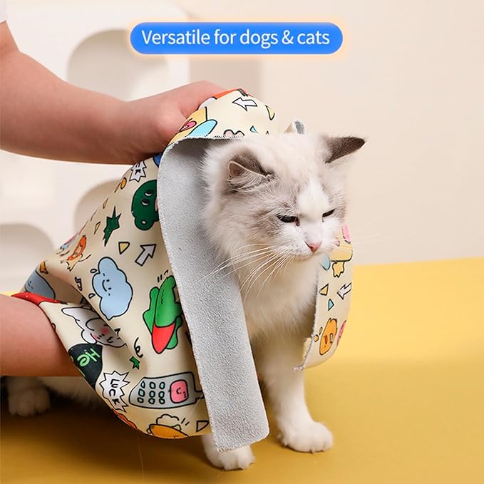 Cat Wrap for Cutting Nails Self-Adhesive Cat Grooming Wrap Cat Nail Clipper Hammock Soft Cat Restraint Bag for Nail Clipping Cat Grooming Supplies (L 17.5 in)