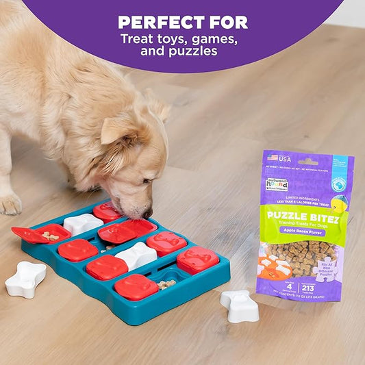 Outward Hound by Nina Ottosson Puzzle Bitez USA Made Dog Treats, Apple Bacon Flavor, Bite-Sized Training Reward and Interactive Puzzle Toy Treats, 7.5oz