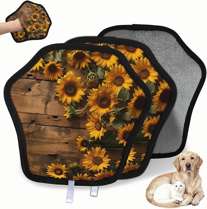 Sunflowers Farmhouse Electrostatic Pet Hair Removal Glove for Cats & Dogs - Reusable Grooming Mitt for Couch, Carpet, Car Seat & Laundry - Large 9x9 Inch