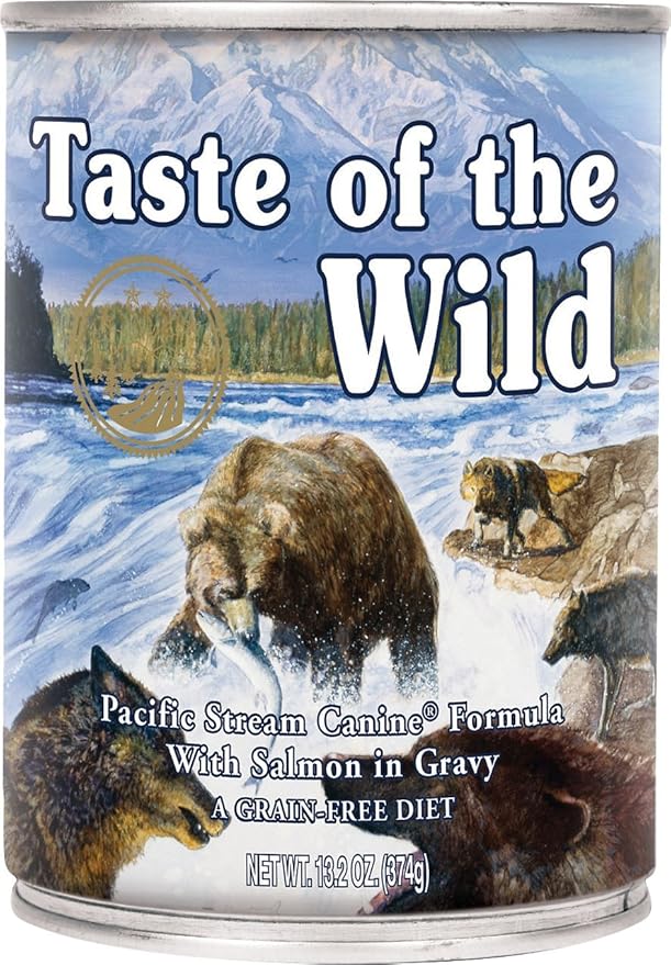 Taste of the Wild Pacific Stream Salmon in Gravy Wet Dog Food Cans 12 Pack 13.2 Ounce Ea. Fast Delivery Just Jak's Pet Market