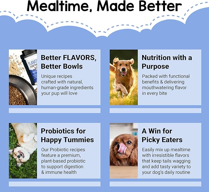 Flavors Food Topper for Dogs - White Cheddar Recipe - Natural, Grain Free - Perfect Seasoning, Gravy, Sprinkle and Liquid Treat Mix for Picky Dog or Puppy, 6 oz