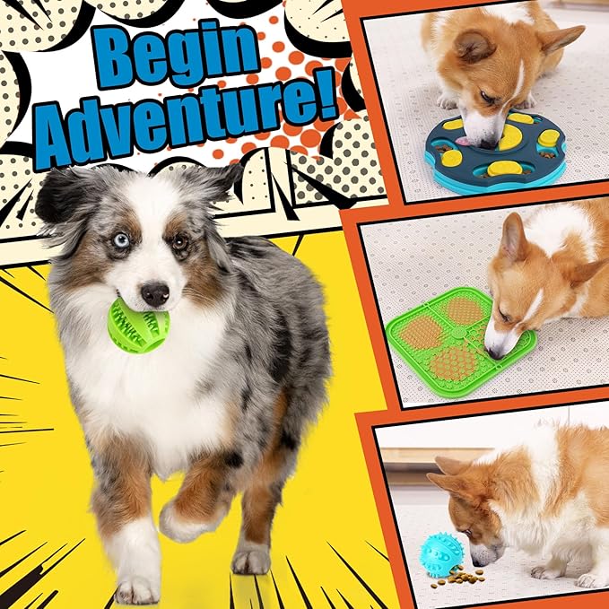 9 Pack Engaging Dog Puzzle Toy Set – Mentally Stimulating Enrichment Toys for Small & Medium Dogs, Includes Lick Mat with Suction Cups for Boredom Relief