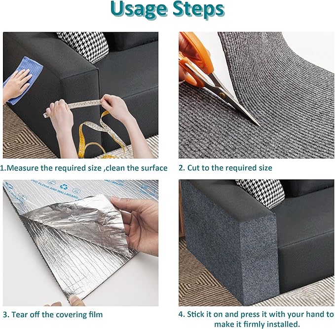 Cat Couch Protector,78.7"x15.8"Trimmable Self-Adhesive Cat Scratching Mat for Wall Scratcher(Black)
