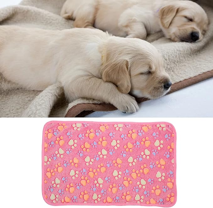 3Pcs Dog Paw Print Fleece Blanket, Pet Warm Sleep Mat, Coral Fleece Soft Dog Blanket with Cute Paw Design, Bite Resistant Pet Supplies for Dogs Cats Small Animals (25.5cm)