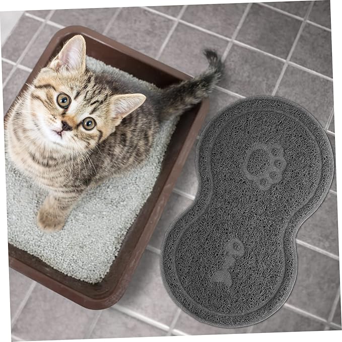 Cat Litter Box Mat PVC Cat Bowl Mat: Nonslip Waterproof for Litter Box That Ches - for Under Pet Food Bowl, 17.7 x 10.2 x 0.2 inch