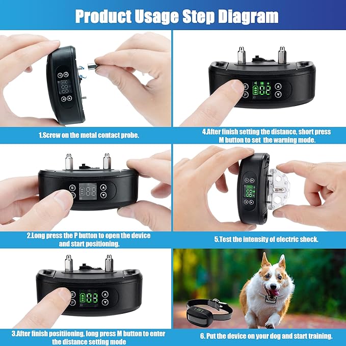 WIEZ GPS Wireless Dog Fence, Electric Dog Fence for Outdoor, Pet Containment System with Waterproof Collar, Adjustable Range 98-3280 FT, Harmless and Suitable for Most Dogs