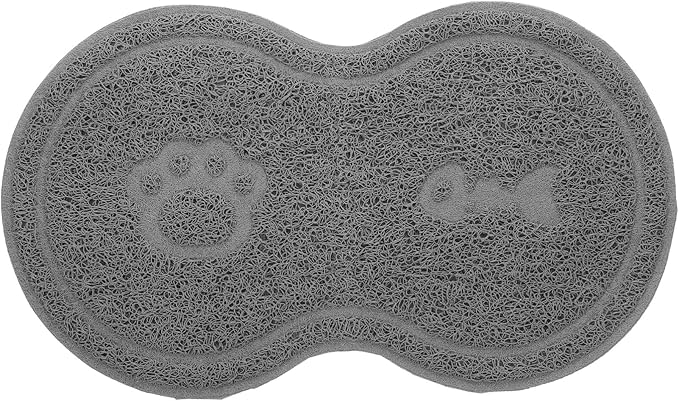 Cat Litter Box Mat PVC Cat Bowl Mat: Nonslip Waterproof for Litter Box That Ches - for Under Pet Food Bowl, 17.7 x 10.2 x 0.2 inch