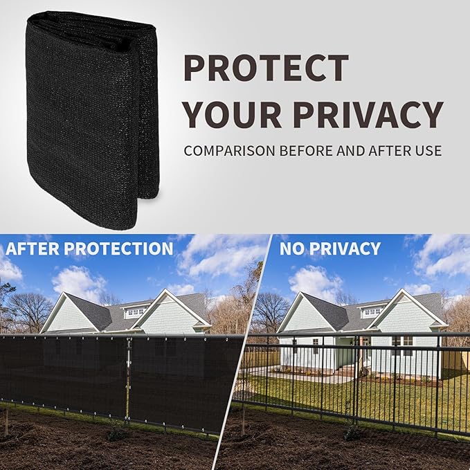 LOVE STORY Custom Size 3.3'x17' Black Balcony Privacy Screen,UV Block Privacy Fence Screen,90% Shield for Outdoor Pool Garden Apartment Railing