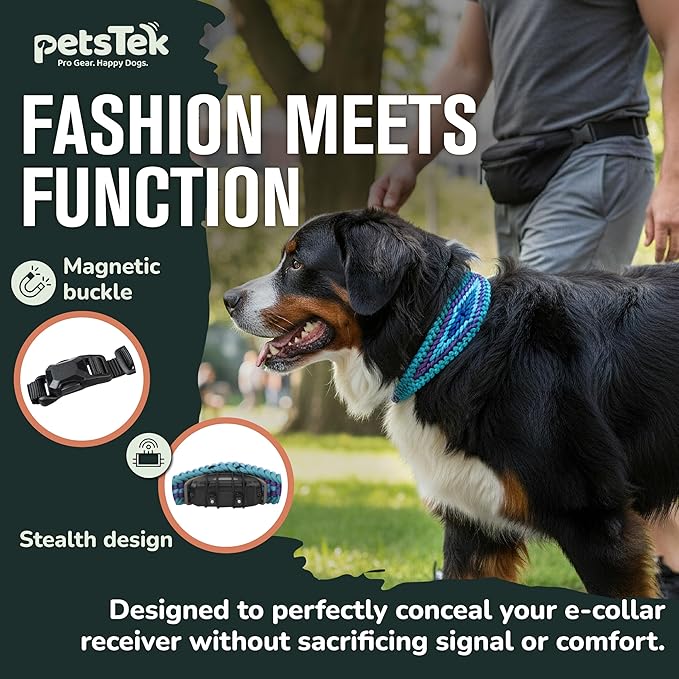E-Collar Cover - for Large Dogs with 22-25" Neck Size - Adjustable Nylon Cord, Quick Release Buckle, Heavy Duty Loop Strap Compatible with Dogtra, Educator, SportDog, Garmin, Bousnic, Jugbow (Lagoon)