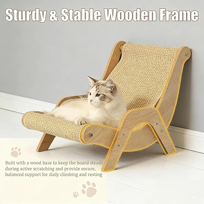 Cat Recliner Scraper Board, 2026 Upgrade Cat Recliner Scratch Board, 23.6" Large 2 in 1 Cats Recliners Chair, Scratch Resistant & Low Lint, Fits Cats Up to 20 in Body Length
